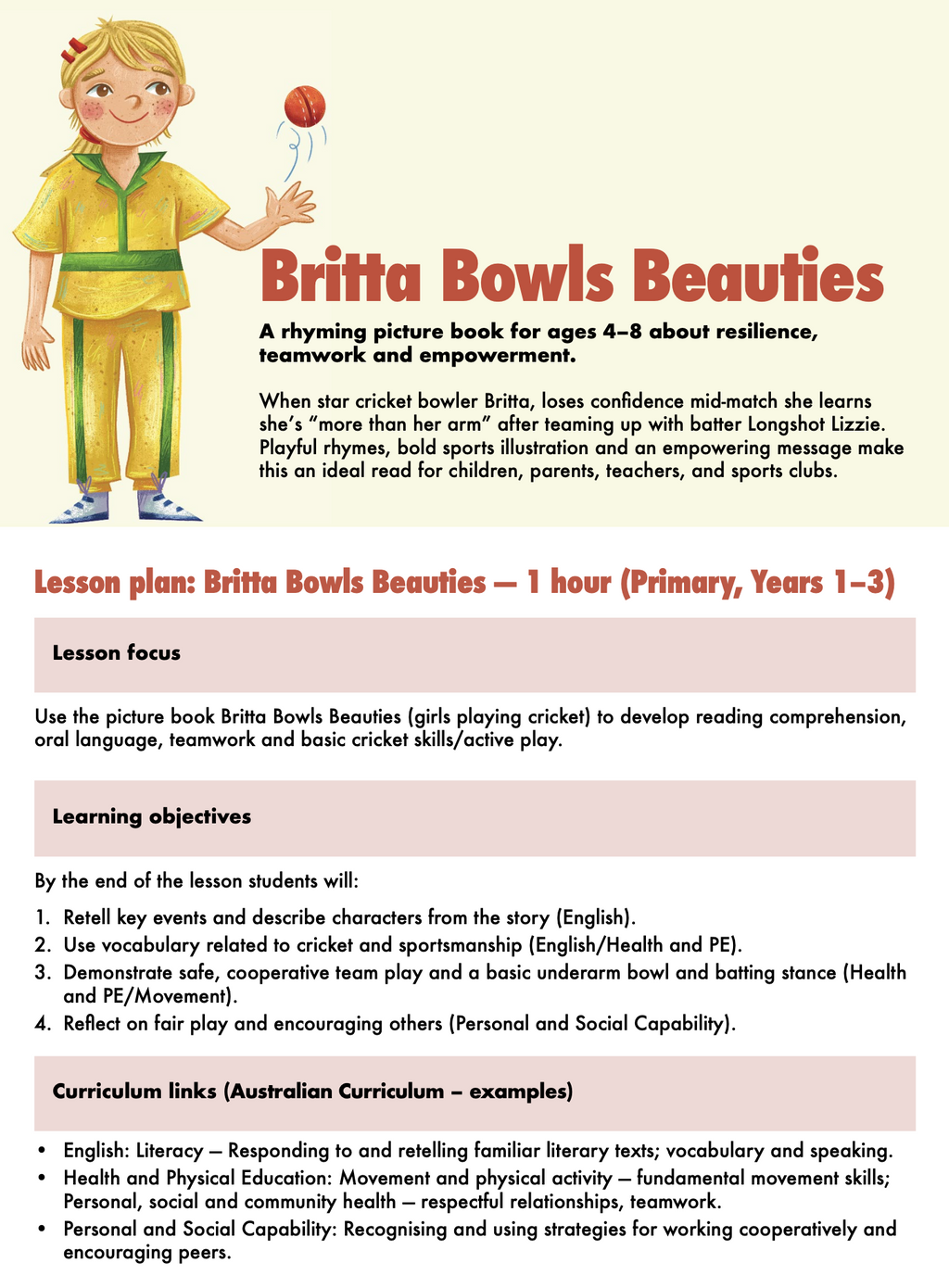 Lesson Plan Britta Bowls Beauties